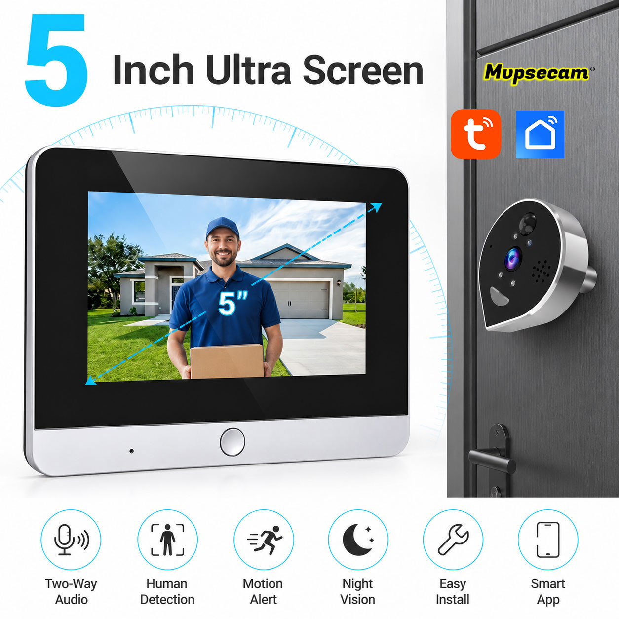 Peephole Camera Viewer - Mirilla Inteligente de 5MP con Pantalla