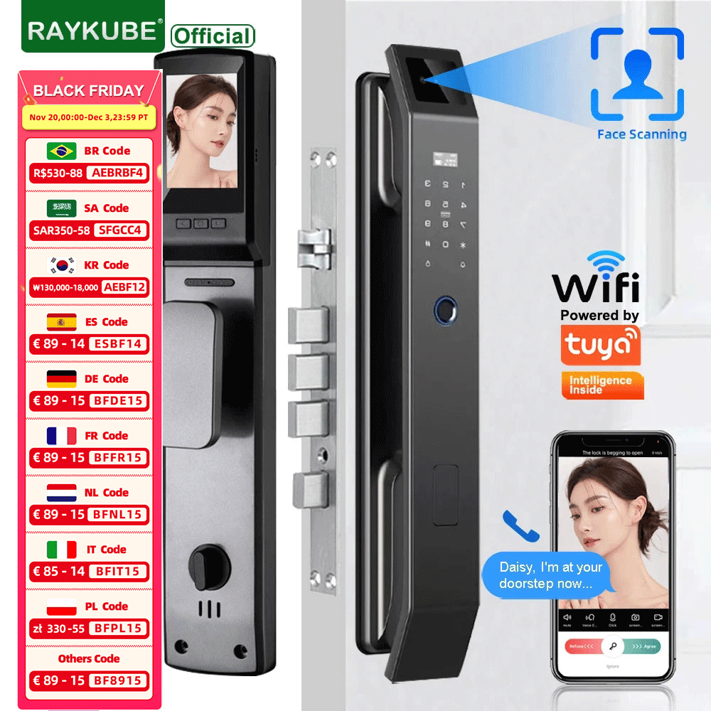 Peephole Camera Viewer - RAYKUBE DF14 Tuya WiFi 3D reconocimiento