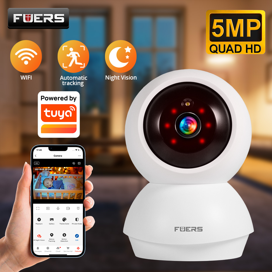Home Security Ai - Cámara WiFi Fuers de 5MP, cámara
