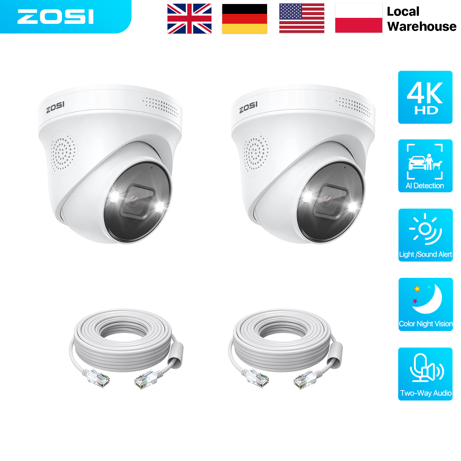 ZOSI-Conjunto de cámara domo P - Home Security Ai reseña y precio